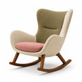 Sillón mecedora de madera y tela poliéster beige/rosa/verde