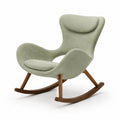 Sillón mecedora de tela con base de madera