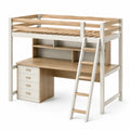 Cama alta con escritorio y cajonera de madera y melamina 200 cm x 100 cm x 180 cm