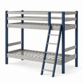 Litera infantil de madera con acabados azul y gris 200x90 cm