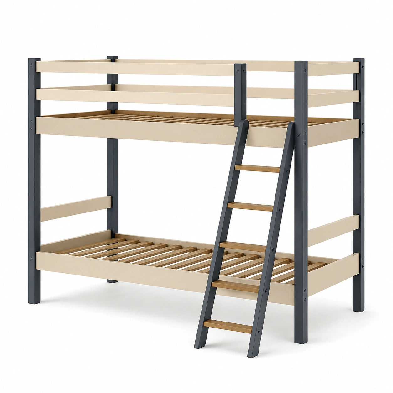 Litera de Metal y Madera Beige/Marrón 200x90x160 cm