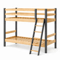 Litera de Madera de Pino y Metal con Escalera
