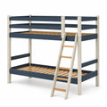Litera de Madera Pino Macizo Gris y Azul con Escalera 200x90 cm