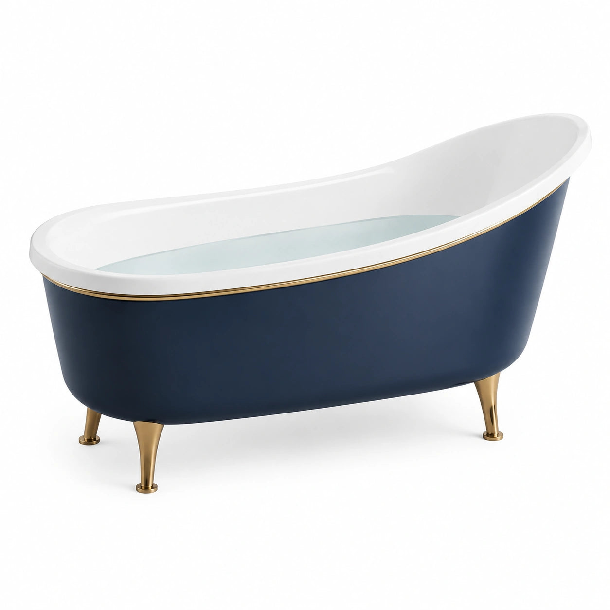 Bañera Acrílica Azul y Blanca con Patas Doradas 170 cm