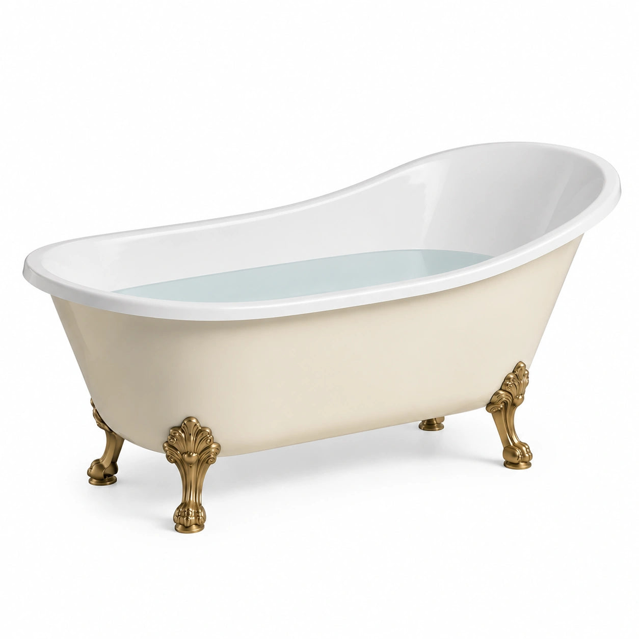 Bañera Clawfoot de Hierro Fundido Esmaltado Blanco Marfil