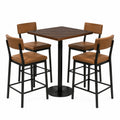 Conjunto de Mesa Alta Cuadrada de Madera y Sillas de Cuero Sintético y Metal