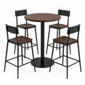 Conjunto de Mesa Redonda y 4 Sillas de Metal y Madera de Acacia