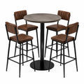 Conjunto de Mesa Alta Redonda con Taburetes de Metal y Cuero Sintético