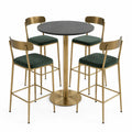 Conjunto de Mesa Redonda de Metal y Taburetes Verdes