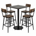 Set de Mesa Alta y Sillas de Madera y Metal Marrón/Negro