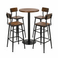 Conjunto de Mesa Redonda de Madera y Metal con 4 Taburetes Altos