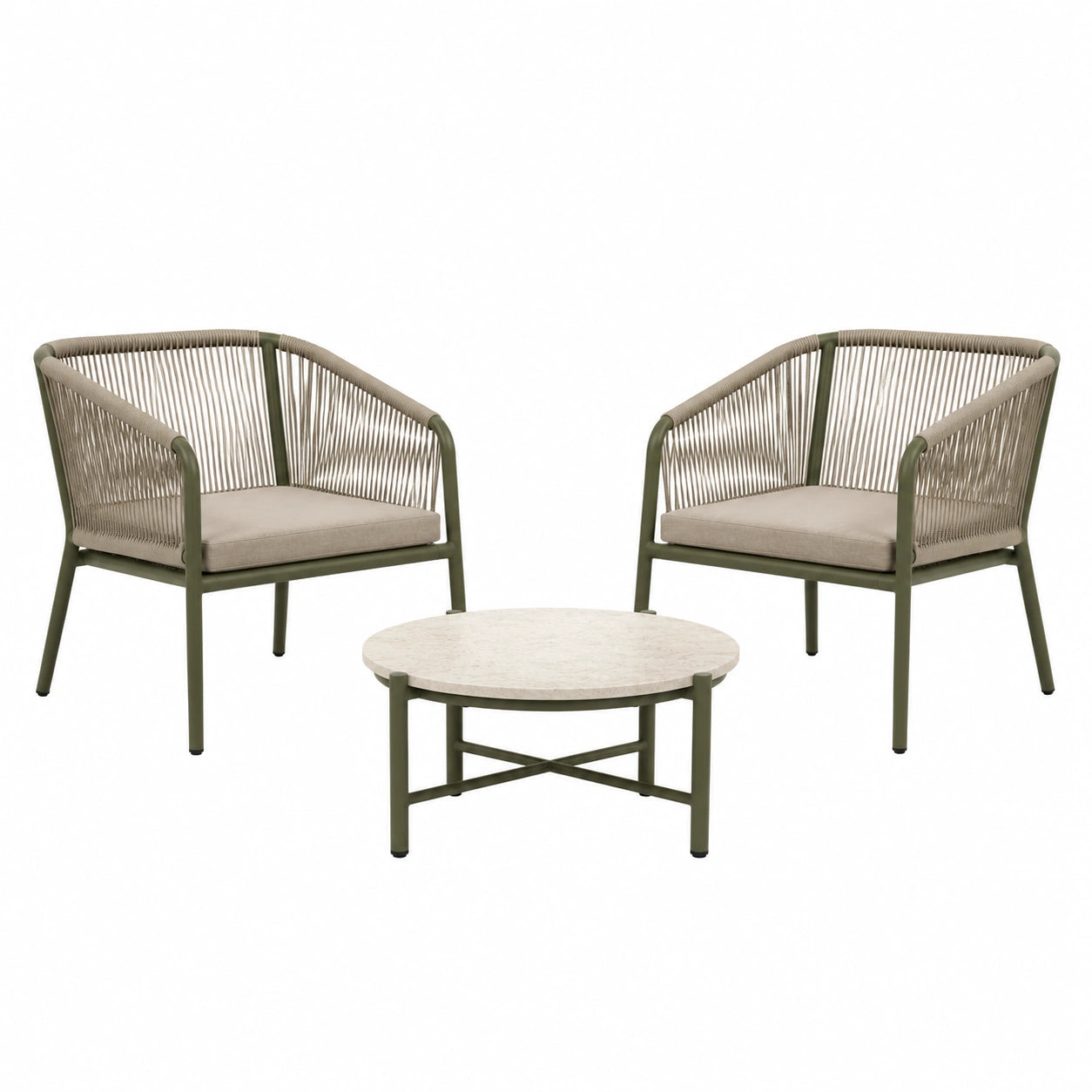 Juego de muebles de jardín de 3 piezas de aluminio y cerámica