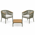 Conjunto de Sillas de Jardín con Mesa, Aluminio y Madera, Verde y Marrón