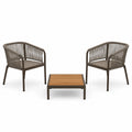 Conjunto de Muebles de Exterior: Sillas de Cuerda y Mesa de Centro de Madera