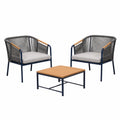 Set de Muebles de Jardín en Metal y Madera de 3 Piezas