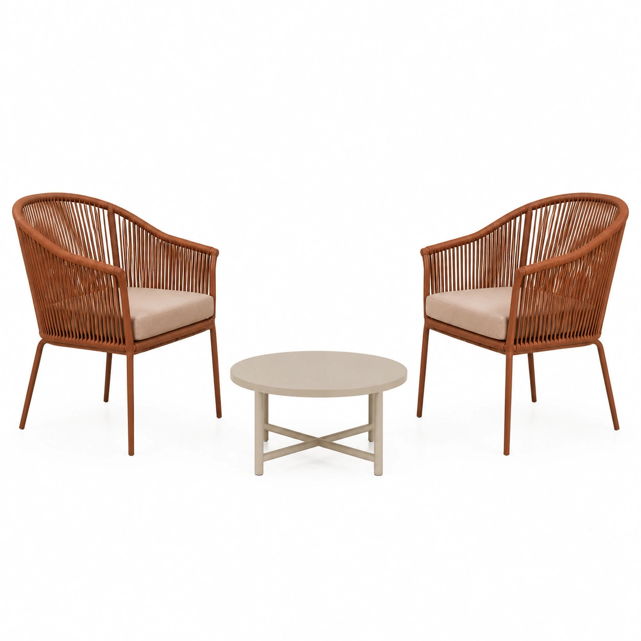 Conjunto de Sillas y Mesa Redonda para Exterior de Aluminio y Cuerda
