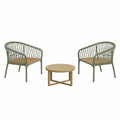 Conjunto de Sillas de Metal y Mesa de Acacia para Exterior, Verde y Natural