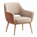 Sillón de Tela Beige y Terracota con Patas Metálicas Doradas
