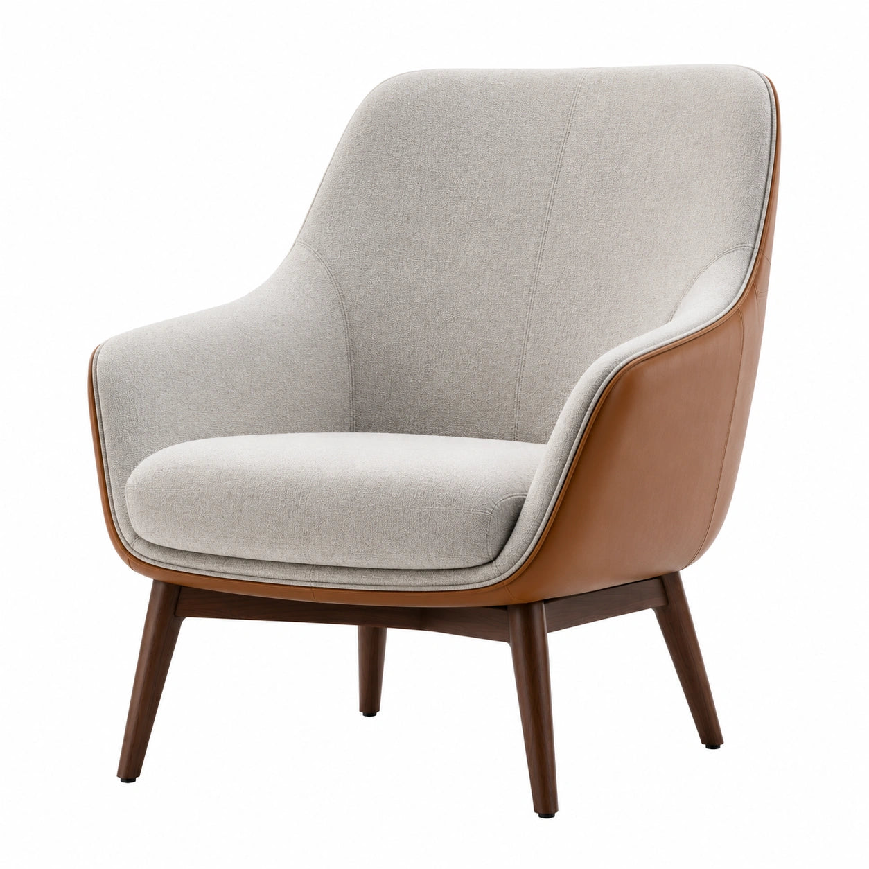 Sillón de poliéster y cuero sintético con patas de madera 78x75x80 cm
