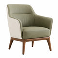 Sillón de cuero sintético verde y blanco con patas de madera 75x70x85 cm