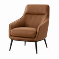 Sillón de cuero sintético marrón con patas de metal