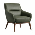 Sillón de piel sintética verde con patas de madera