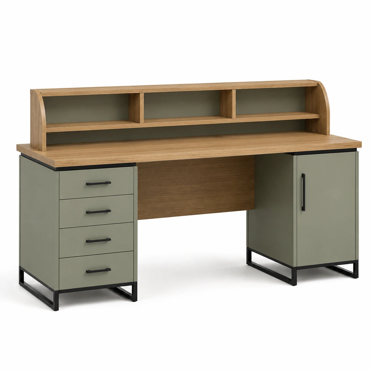 Escritorio de MDF y Metal con Estantería