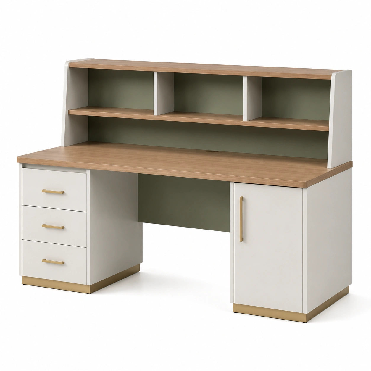 Escritorio de Madera con Estantes y Almacenamiento Blanco/Roble 120x60x75 cm