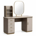 Tocador de Madera MDF y Metal con Espejo Ovalado, 4 Cajones y Estantes