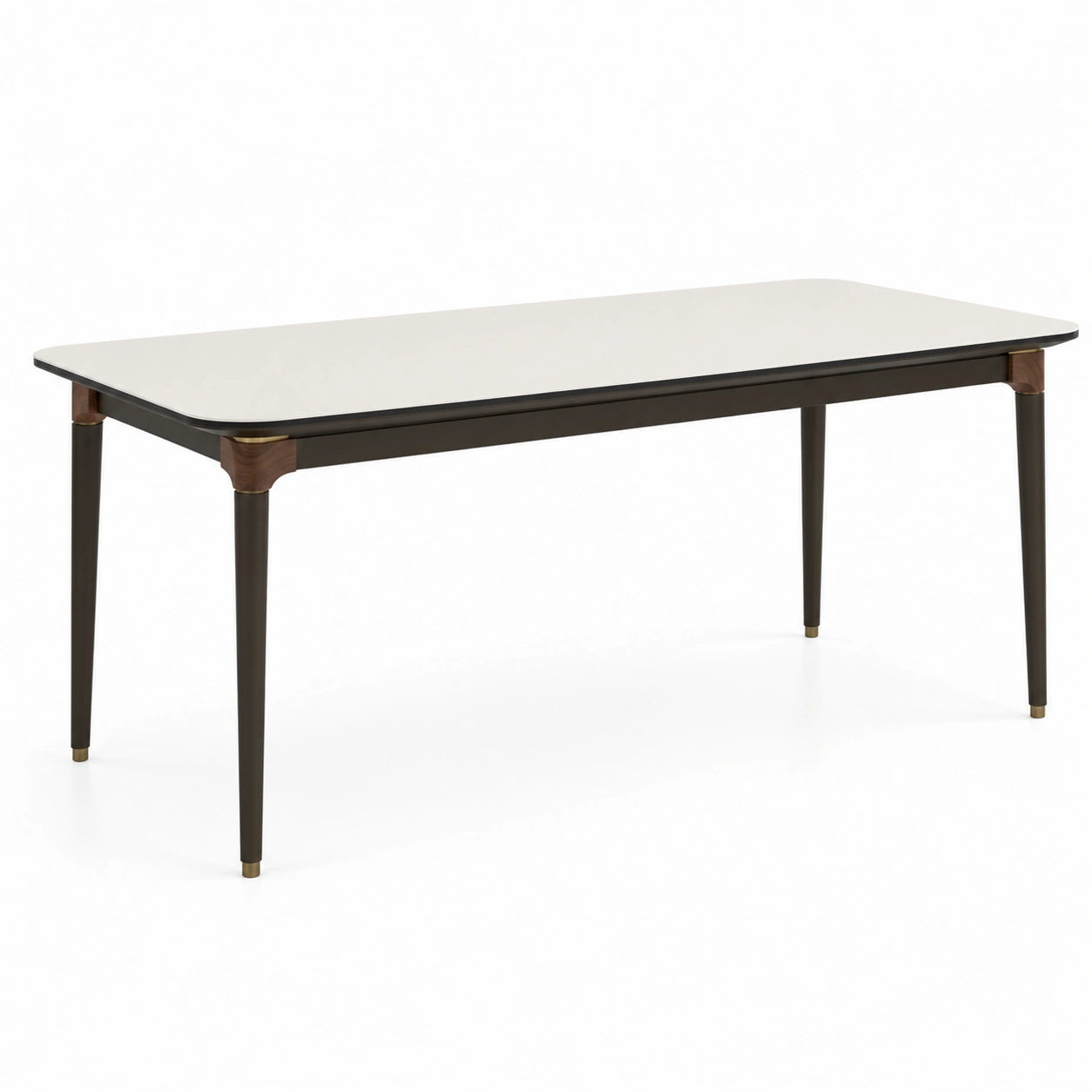 Mesa de comedor de metal y cerámica blanca 150x90x75 cm
