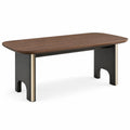 Mesa de comedor de madera de nogal y metal
