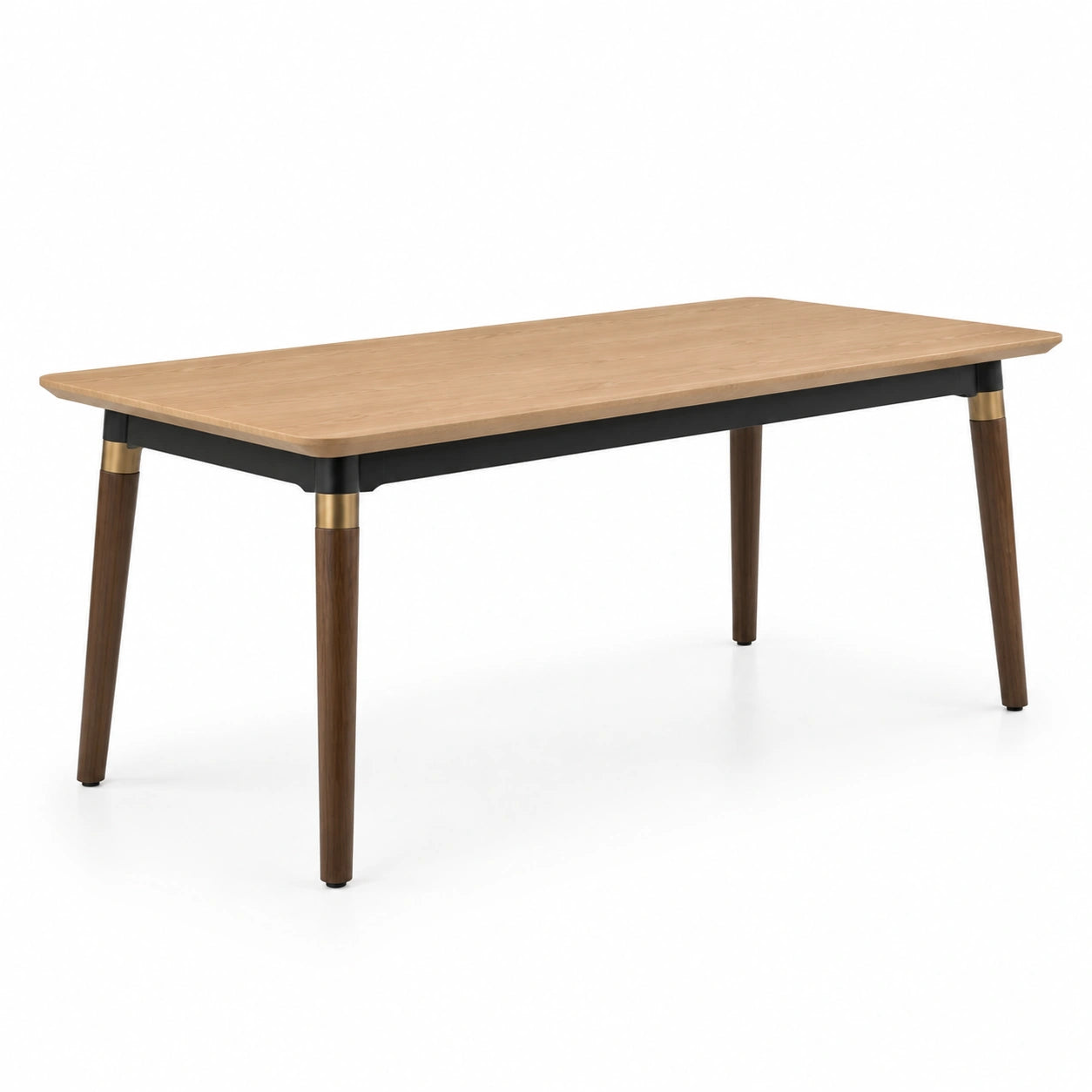 Mesa de Comedor de Madera de Roble y Nogal con Detalles Metálicos 180x90x75 cm