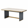 Mesa de comedor de cerámica y metal con detalles dorados 180 cm
