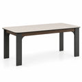 Mesa de comedor rectangular de MDF con patas de acero