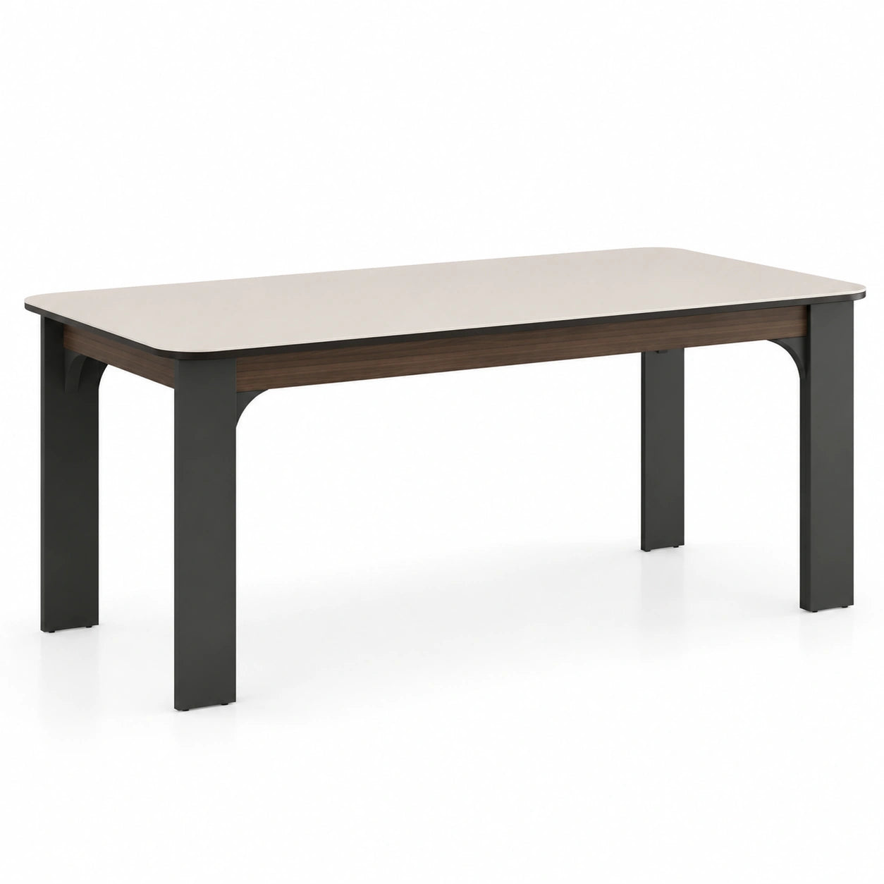 Mesa de comedor rectangular de MDF con patas de acero