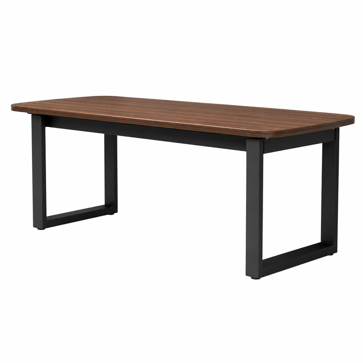 Mesa de comedor de madera aglomerada y acero 200 cm Marrón/Negro