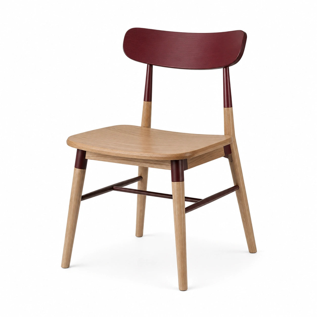 Silla de Madera y Metal Burdeos y Roble