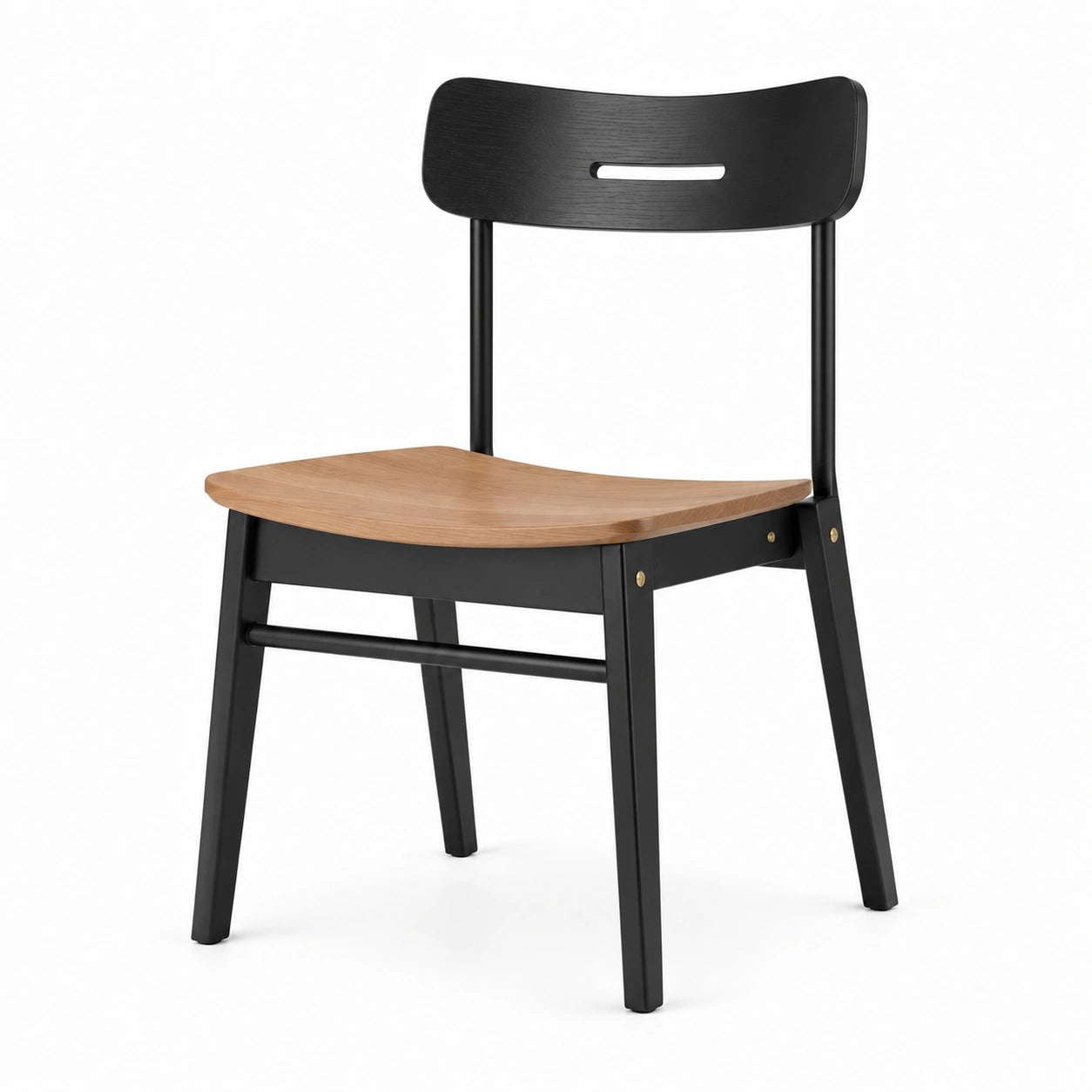 Silla de Madera Laminada y Metal Negro y Natural