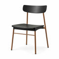 Silla de madera de roble negra y metal marrón 80x45x50 cm