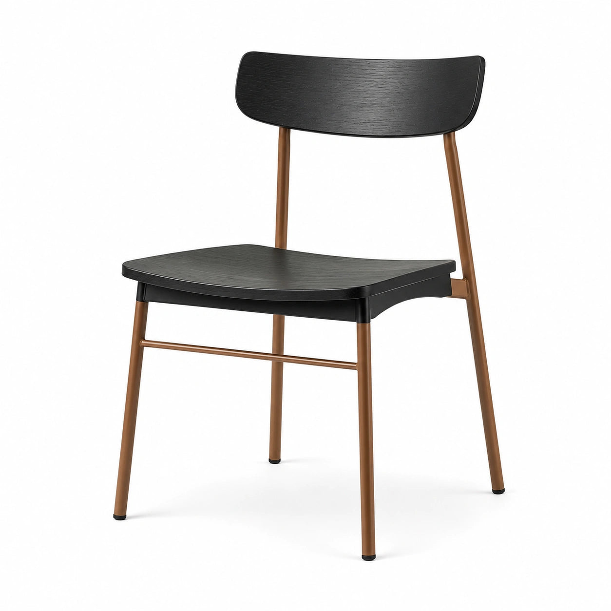 Silla de madera de roble negra y metal marrón 80x45x50 cm