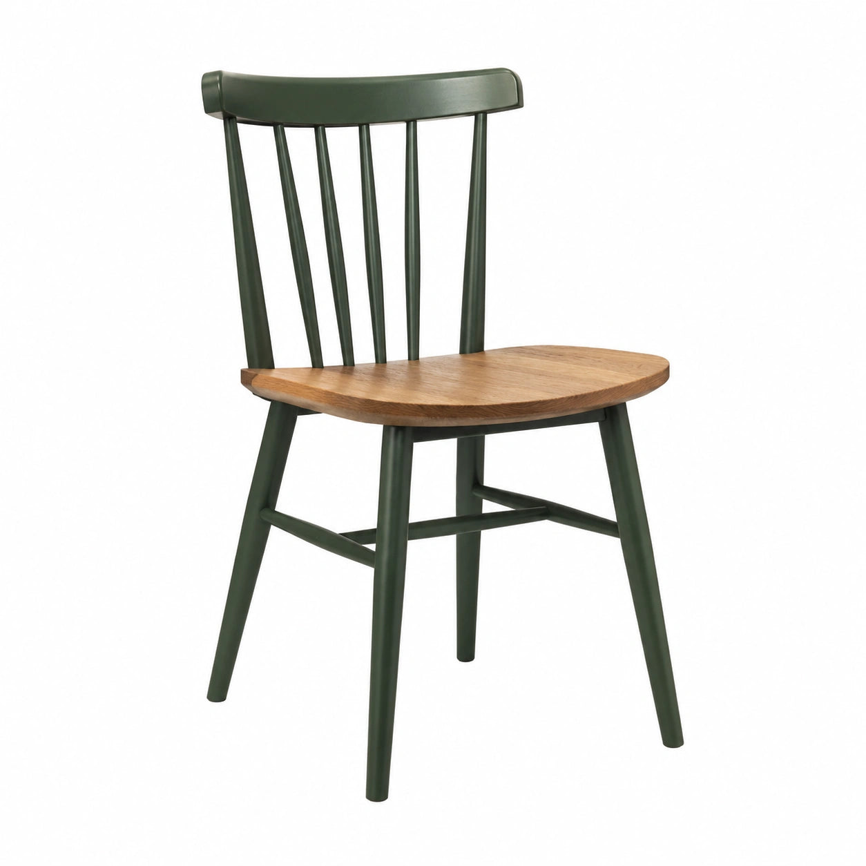 Silla de madera y metal pintado verde